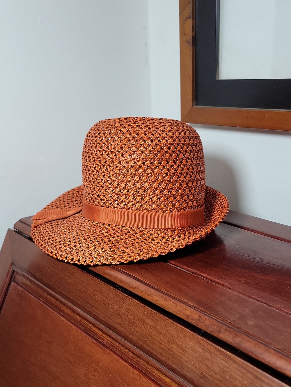 Vintage Woven Hat - Burnt Orange